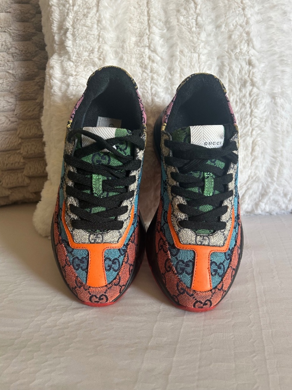 Gucci Multicolor GG Canvas Athletic Sneakers - Orange, Blue, Green, Pink